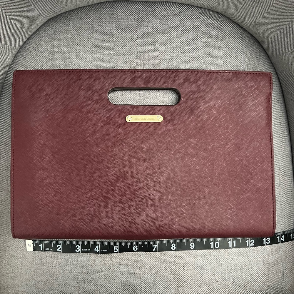 Michael Kors Tilda Clutch w/ Saffiano Leather, Burgundy